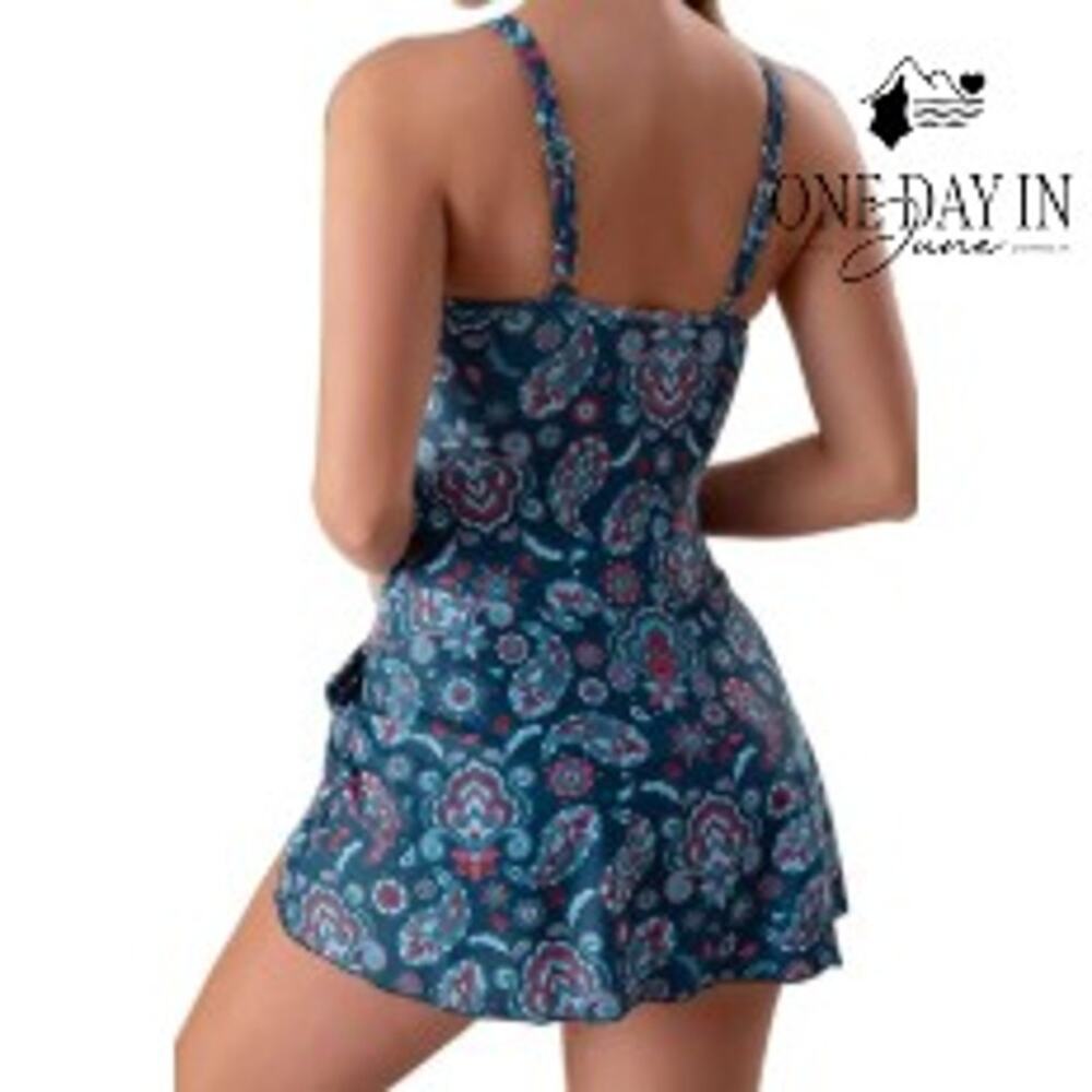 Eomenie Paisley Swimdress One Piece Swimsuit Size S - Picture 2 of 8